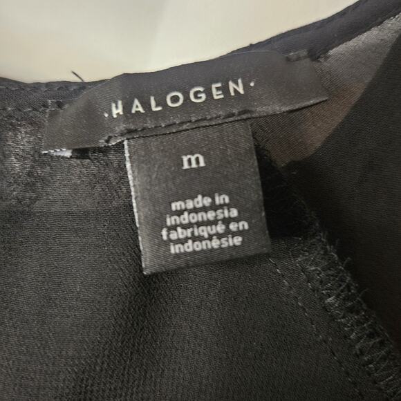 Halogen Top NWT Black Sheer Short Sleeve Crochet Trim Pullover Women's Size M - Picture 8 of 9